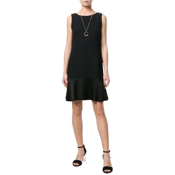 NWT Theory Kensington Flirty Flare Flounce Hem Mini Dress in Black Sz. 4 - Picture 1 of 3
